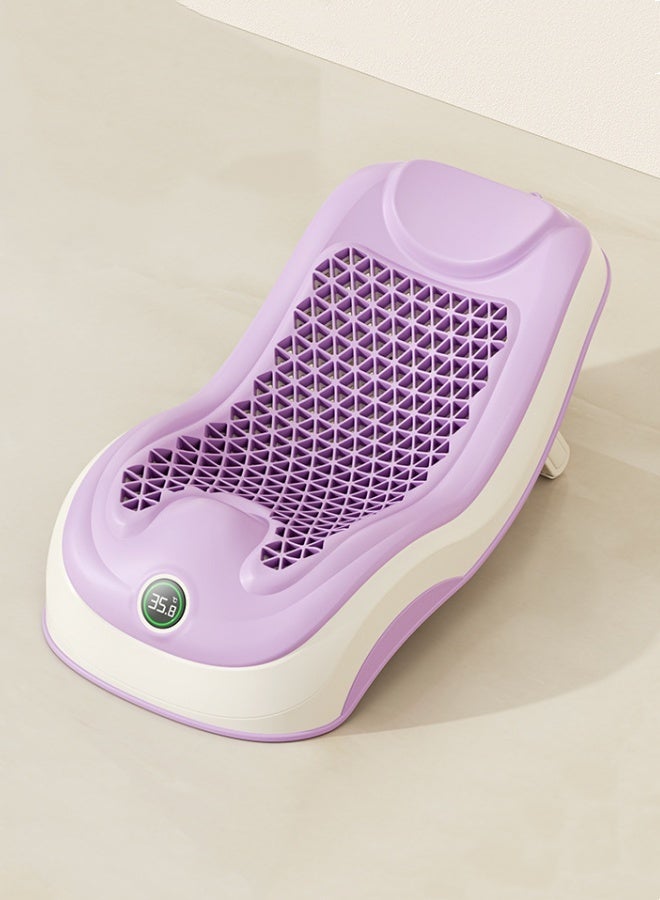 إم مياويان رف استحمام ناعم للأطفال، رف استحمام ذكي للأطفال مزود بمستشعر درجة الحرارة، دعامة للجلوس/الاستلقاء، سجادة مانعة للانزلاق، شبكة استحمام، حوض استحمام - Image 1